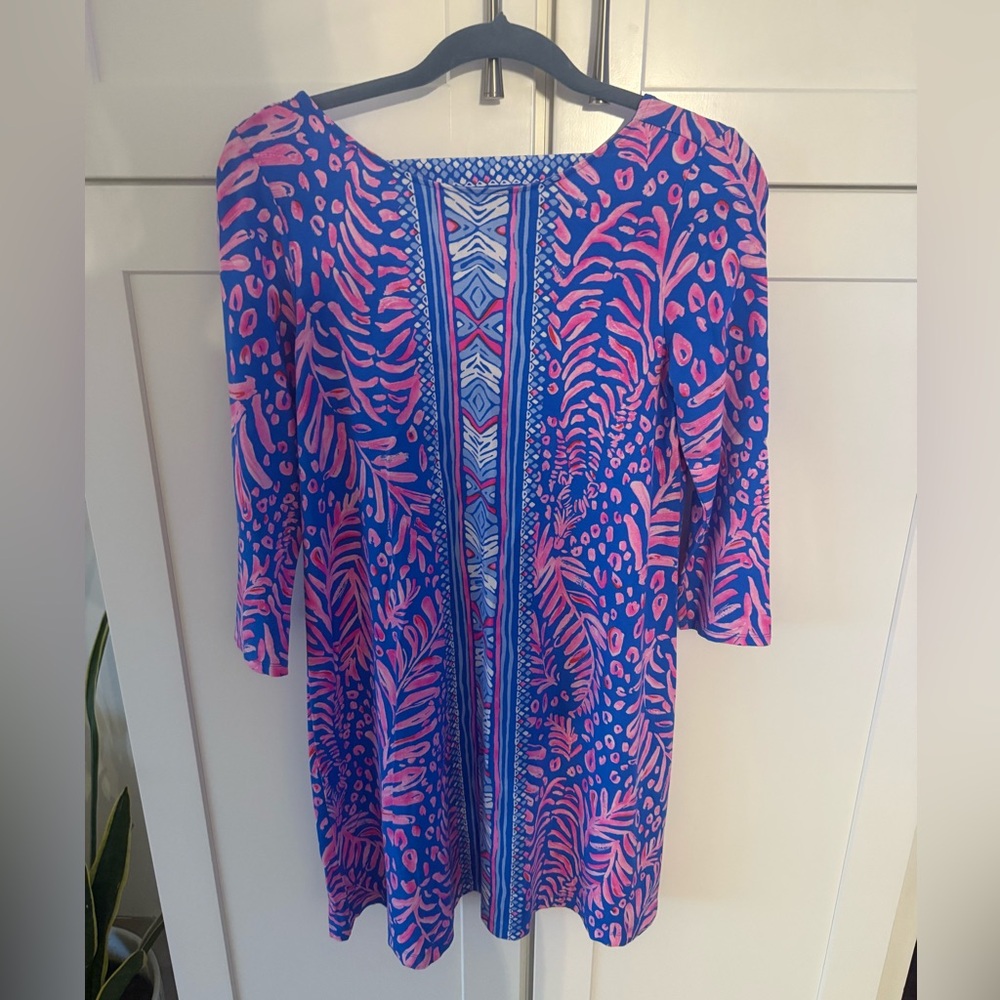 Lilly Pulitzer Ophelia Swing Dress Small pundy blue and zebra pink print EUC